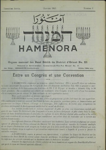 Hamenora. janvier 1925 - Vol 03 N° 01